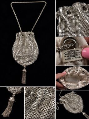 Immaculate Vintage Whiting & Davis Silver Mesh Tassel Evening Bag